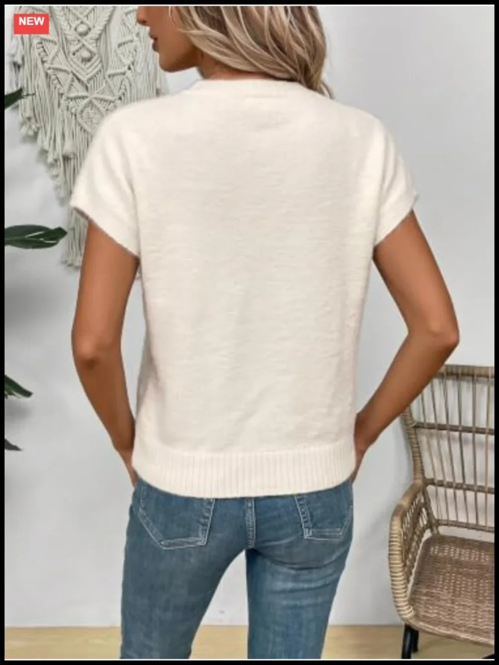 Women's Crew Neck Cap Sleeve Sweater Vest Lightweight Knit Pullover Top